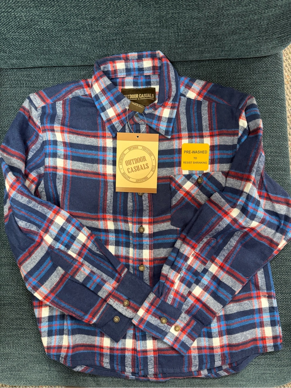 Kids Blue Plaid Flannel Shirt size M